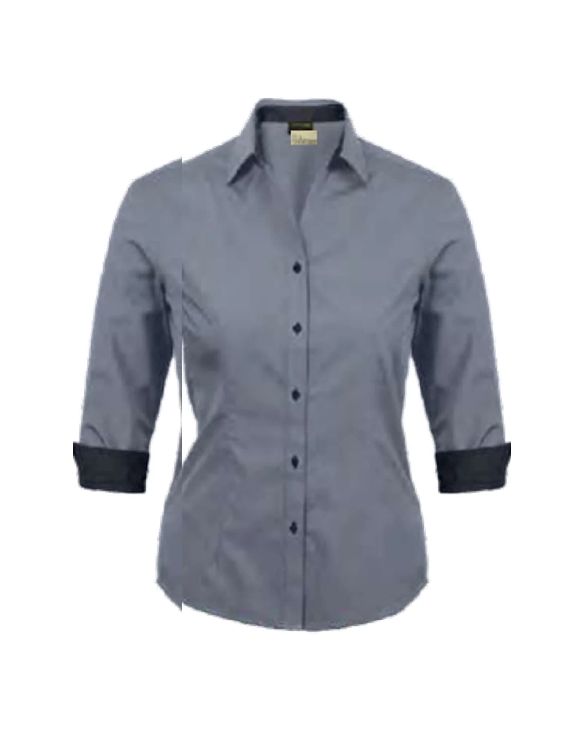 Ladies 3/4 Sleeve Service Blouse with Contrast Turn-Up Cuffs