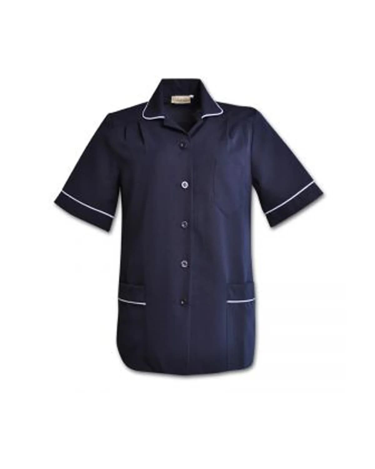 Ladies Piping Top with Pockets: Short Sleeve - View 1