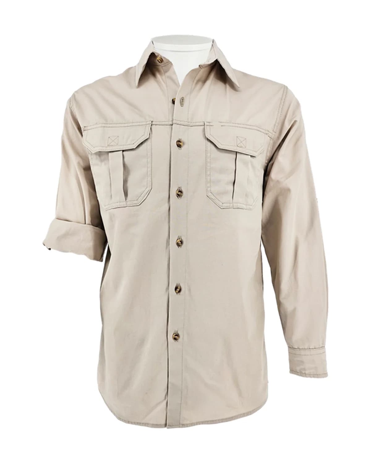Men's 2 Pocket Bush Shirt: Long Sleeve - View 1