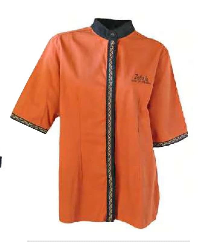 Ladies Button-Up Mandarin Collar Shirt - Short Sleeve - View 1