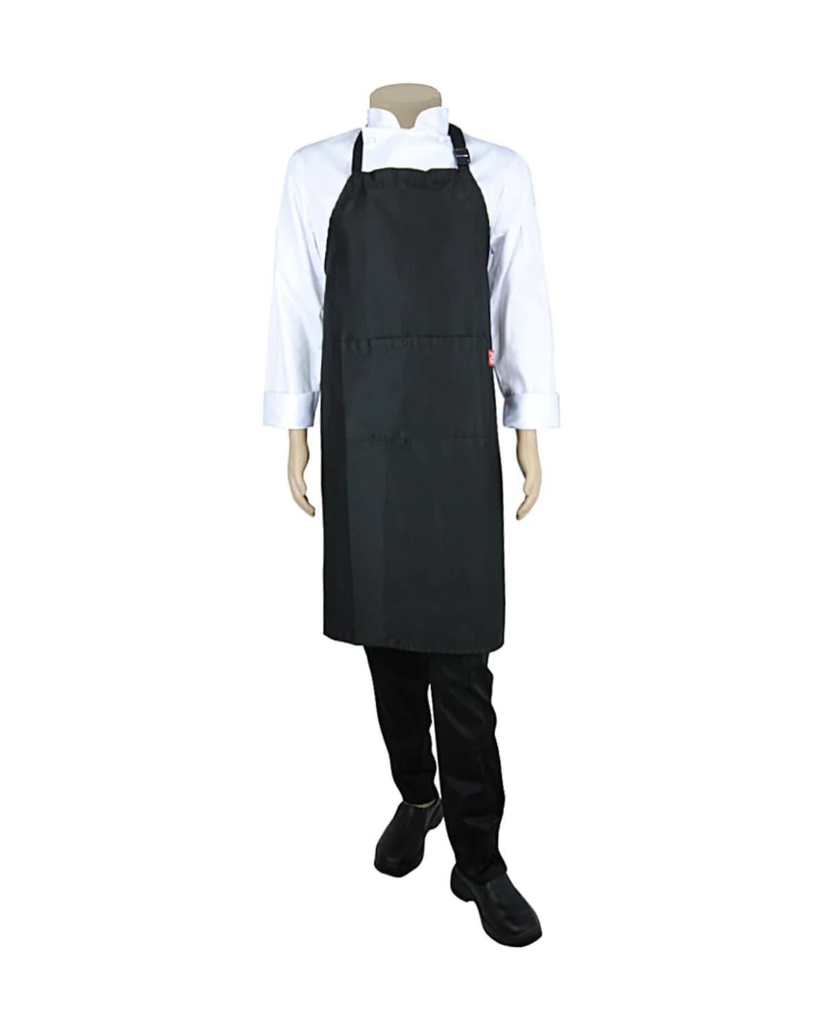 Bib Apron: Rounded Pocket Neck Adjuster Black