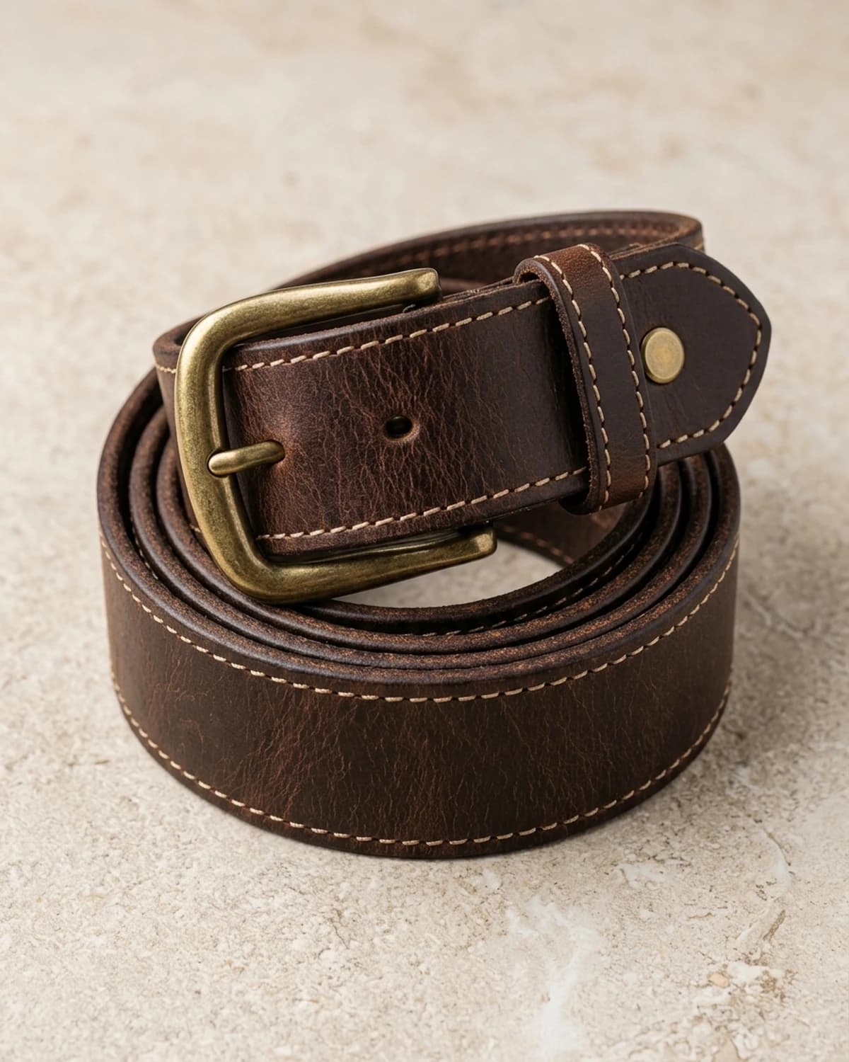 Men's 50mm Genuine Leather Belt: With Buckle Protector - View 1