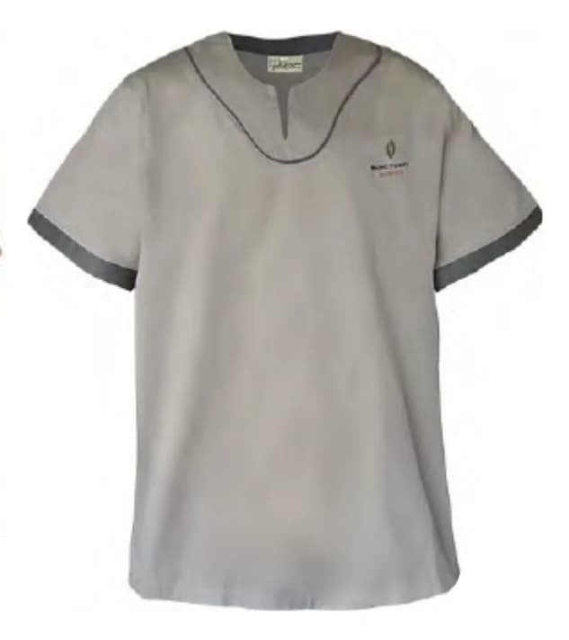 Men's Open Mandarin Collar Service Shirt - Short Sleeve - View 1