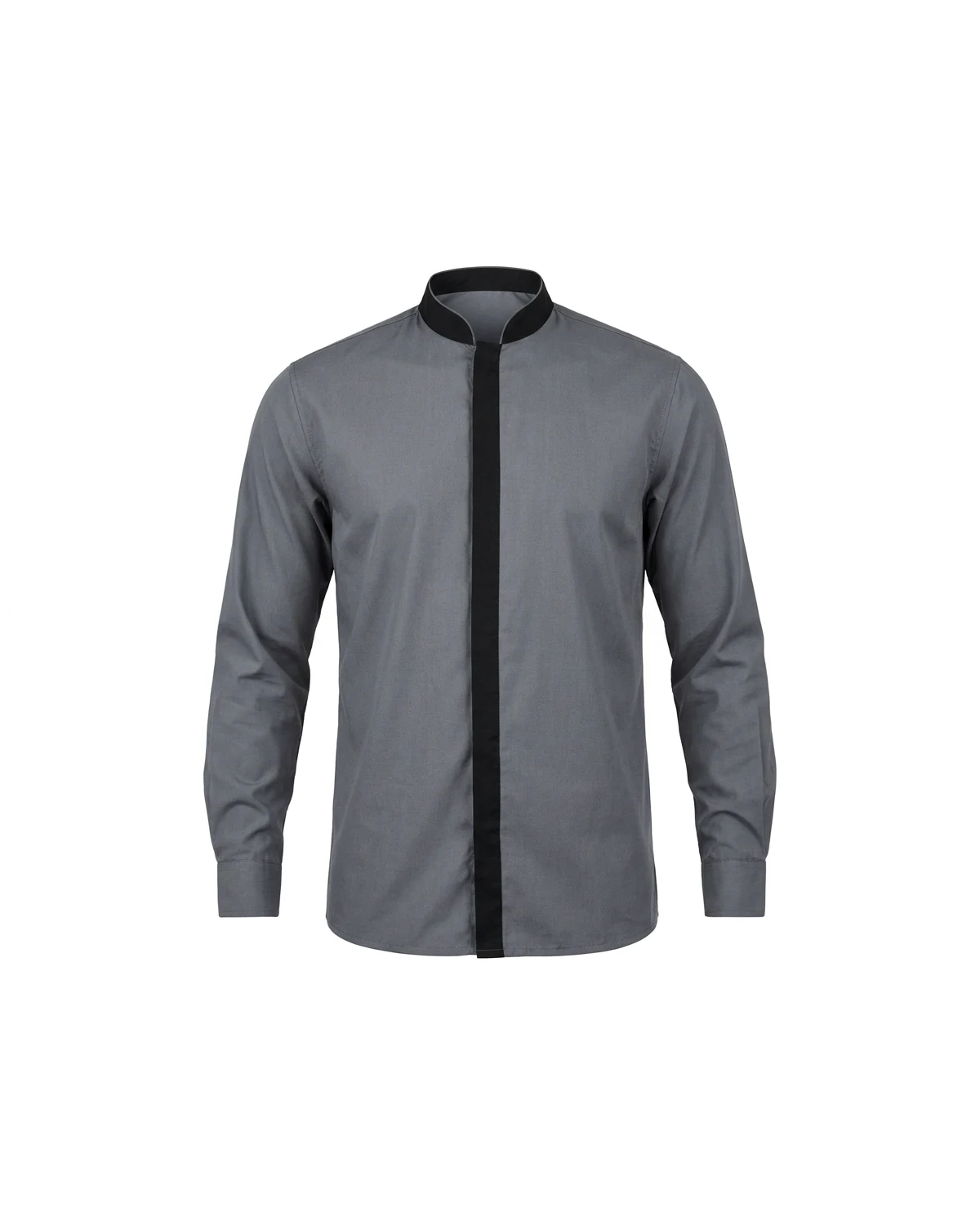 Men's Mandarin Collar Shirt - Long Sleeve (Covered Buttonstand)