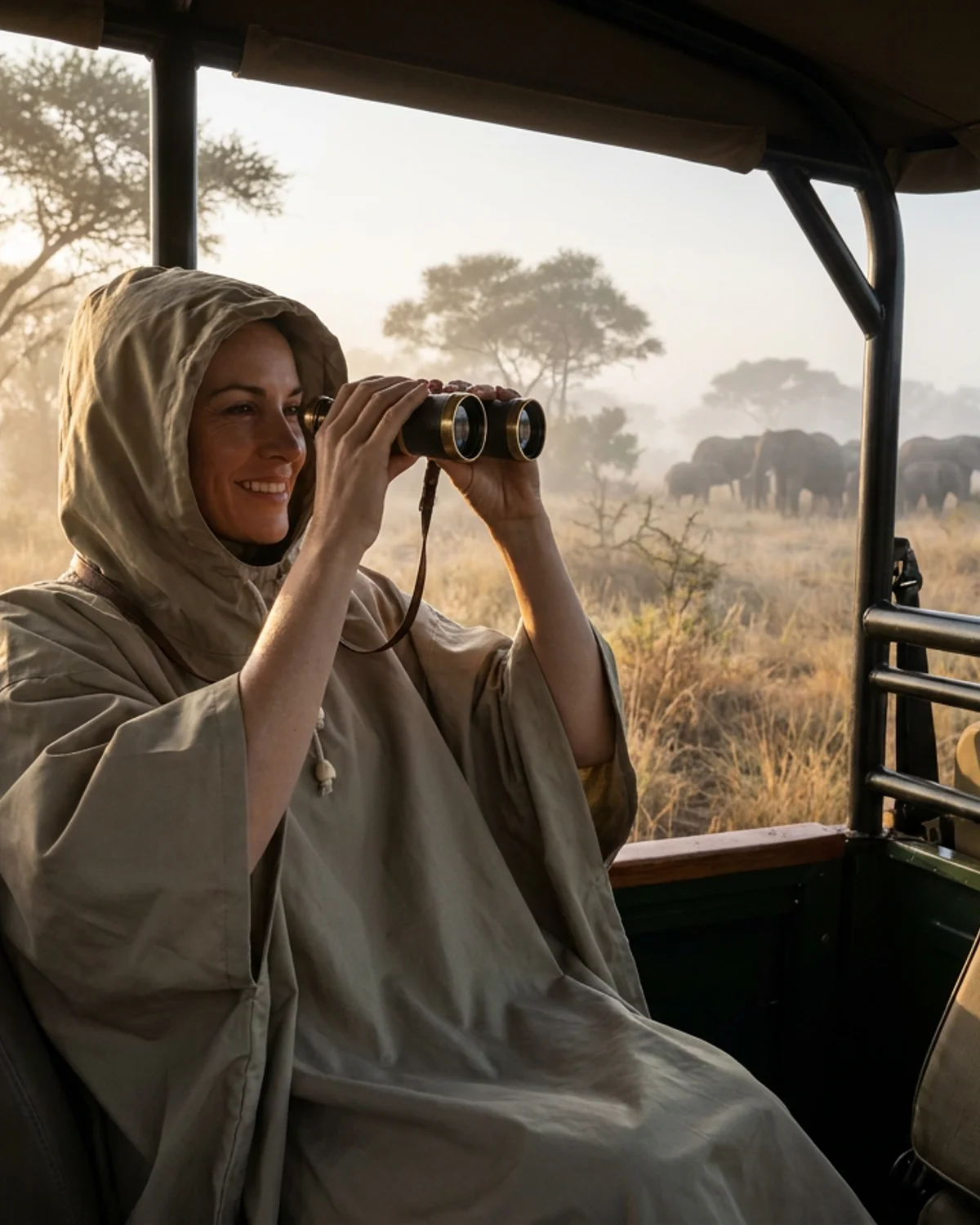 Safari Poncho - Closed Neck Polar Fleece Lined (Knee Length)
