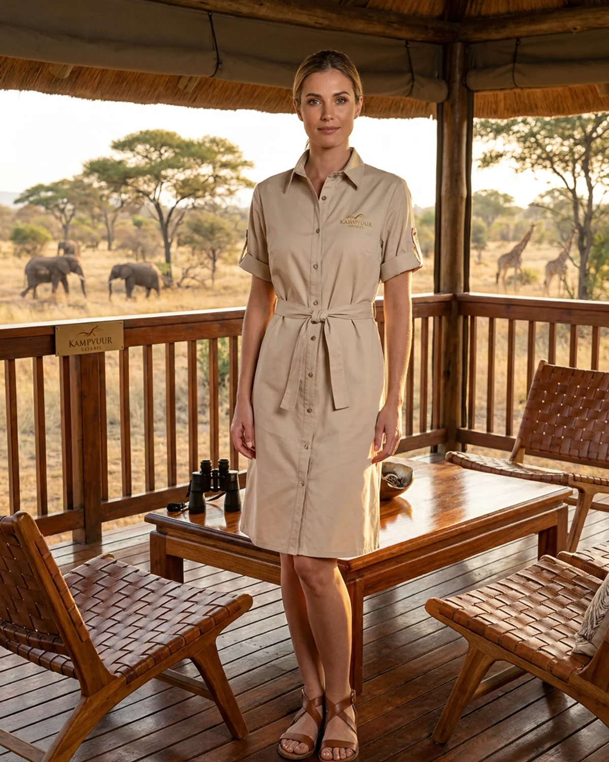 Ladies Button-Down Front of House Dress (Self-Fabric Belt)