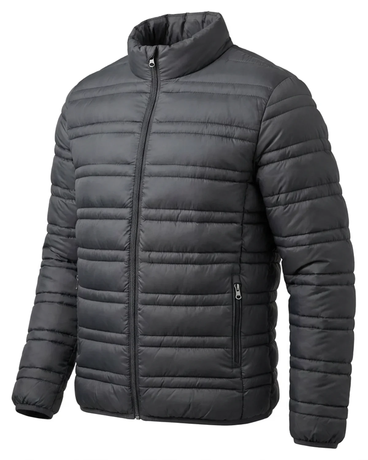 Men's Deluxe Puffer Jacket with Metal Zip & Pockets