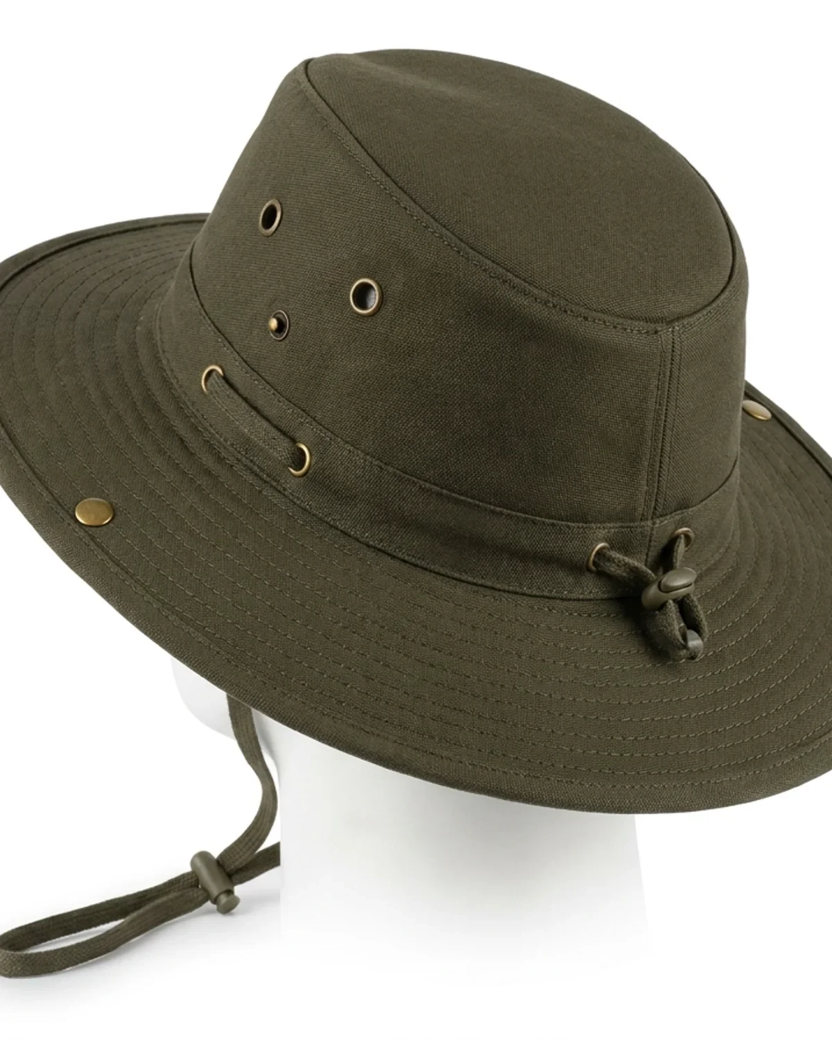 Safari Bush Hat with Side Studs, Wide Brim & Neck Cord