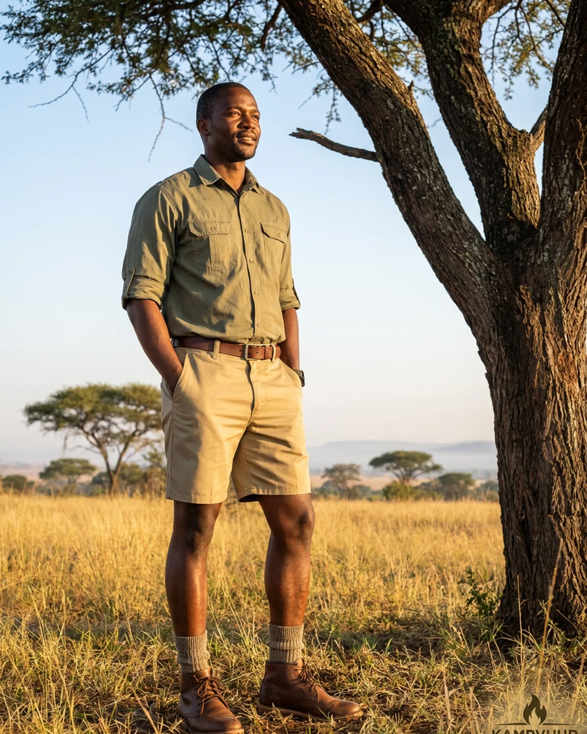 Tracker Plain Field Shorts with Fly & Half-Elasticated Waistband