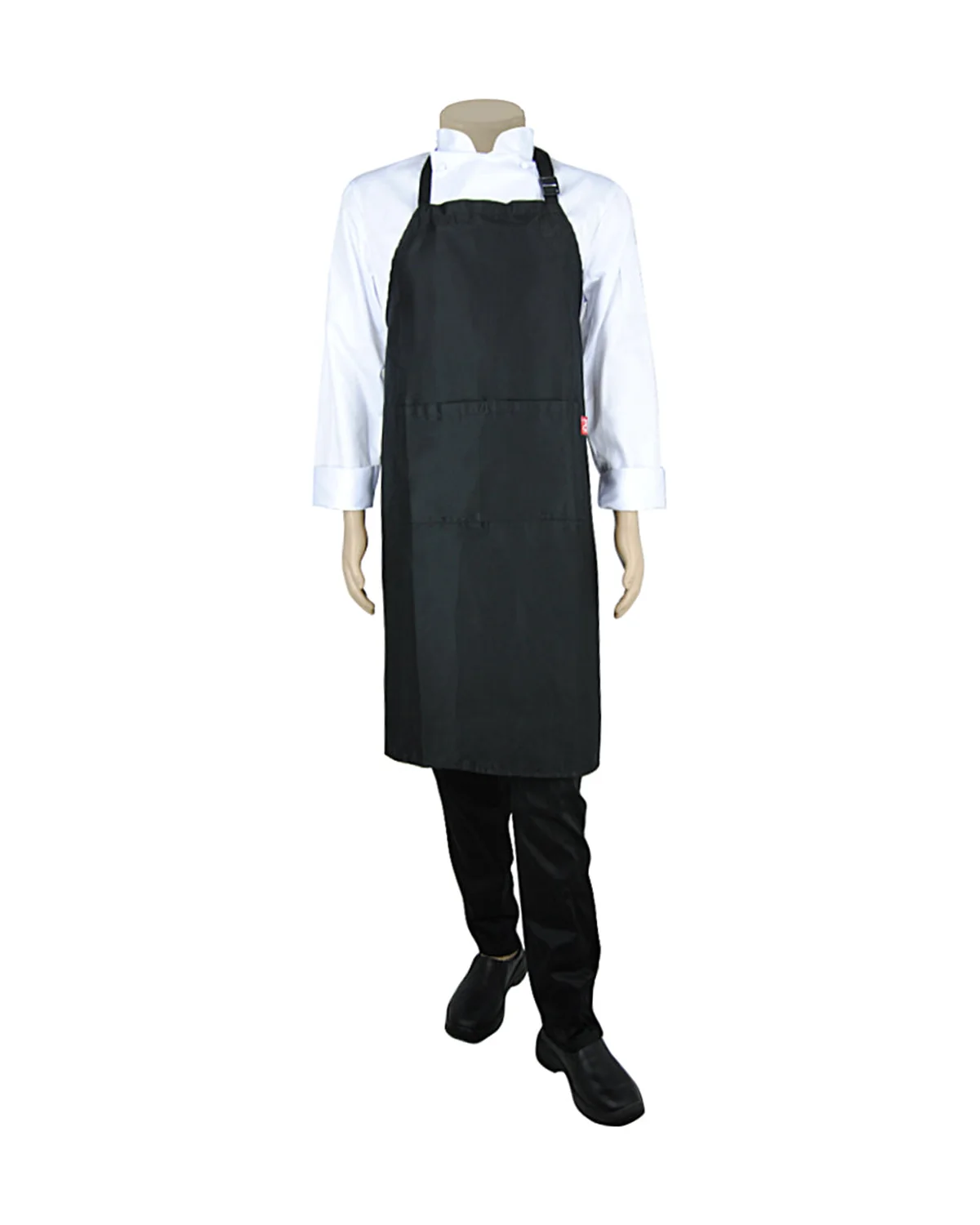 Bib Apron: Rounded Pocket Neck Adjuster Black