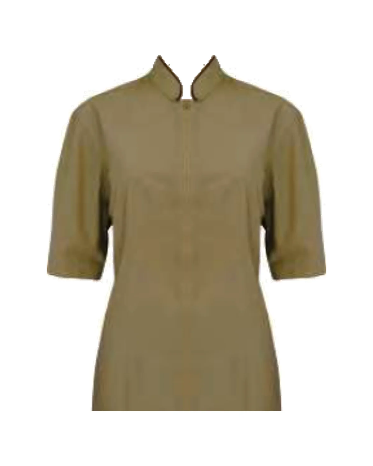 Ladies Open Mandarin Collar Shirt - Short Sleeve (Covered Buttonstand)