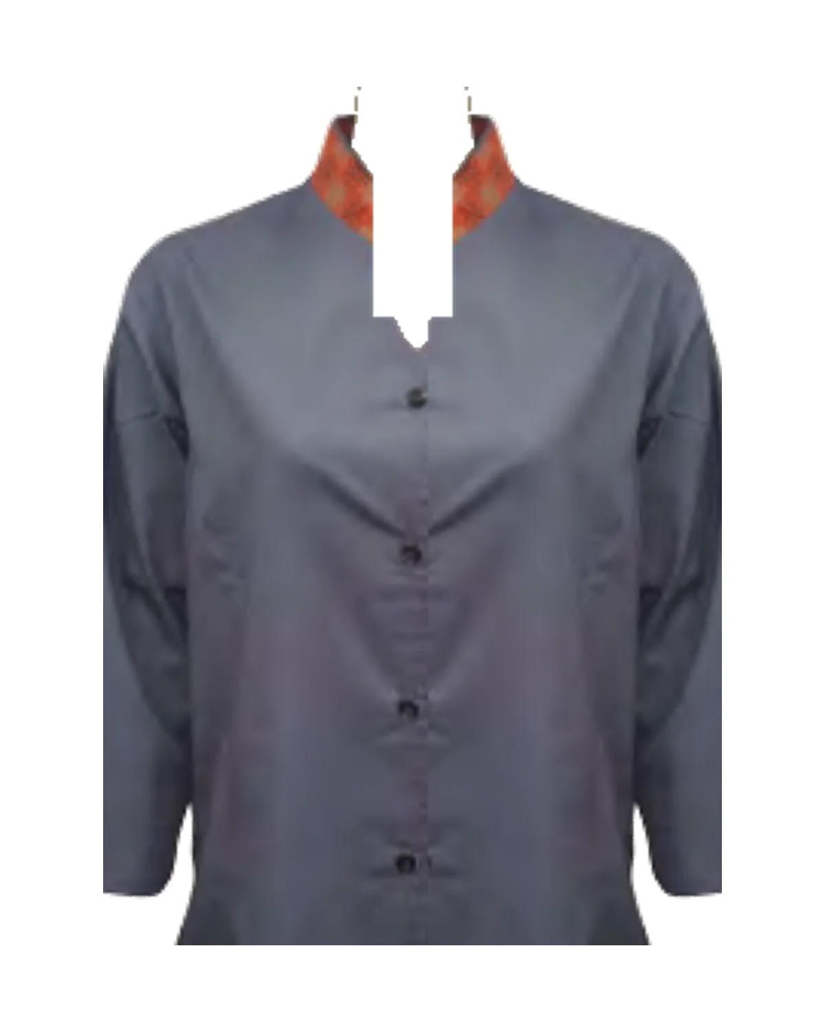 Ladies Shaped Shirt with Mandarin Neckline - Long Sleeve
