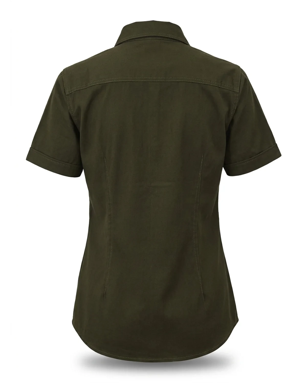 Ladies Safari Bush Shirt with Rounded Collar - Short Sleeve