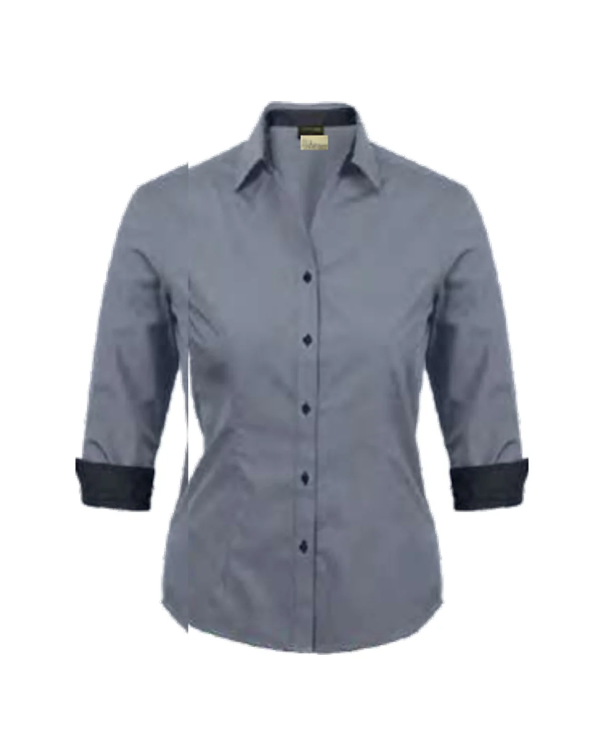 Ladies 3/4 Sleeve Service Blouse with Contrast Turn-Up Cuffs
