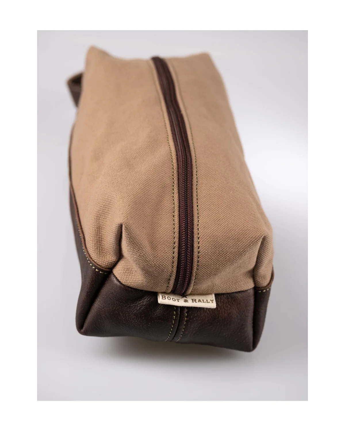 Toiletry bag - Canvas & Leather (Beige / Buffed Brown) - View 1